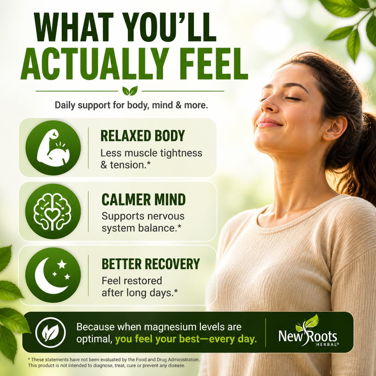 Close-up of NEW ROOTS HERBAL Magnesium Bisglycinate capsules