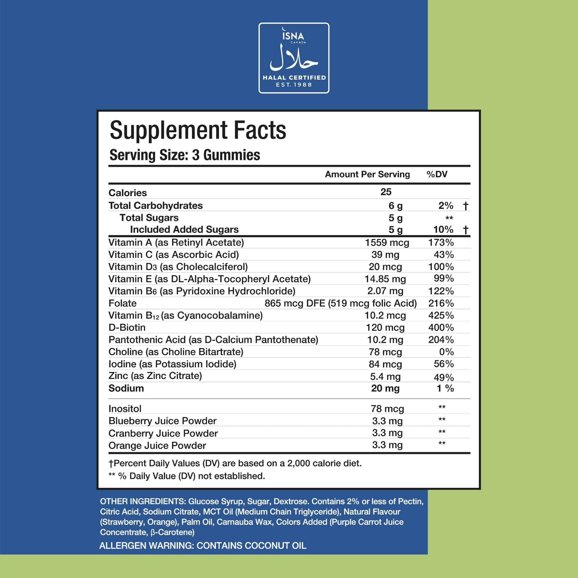 Close-up of Noor Vitamins gummy multivitamins in orange and strawberry flavour