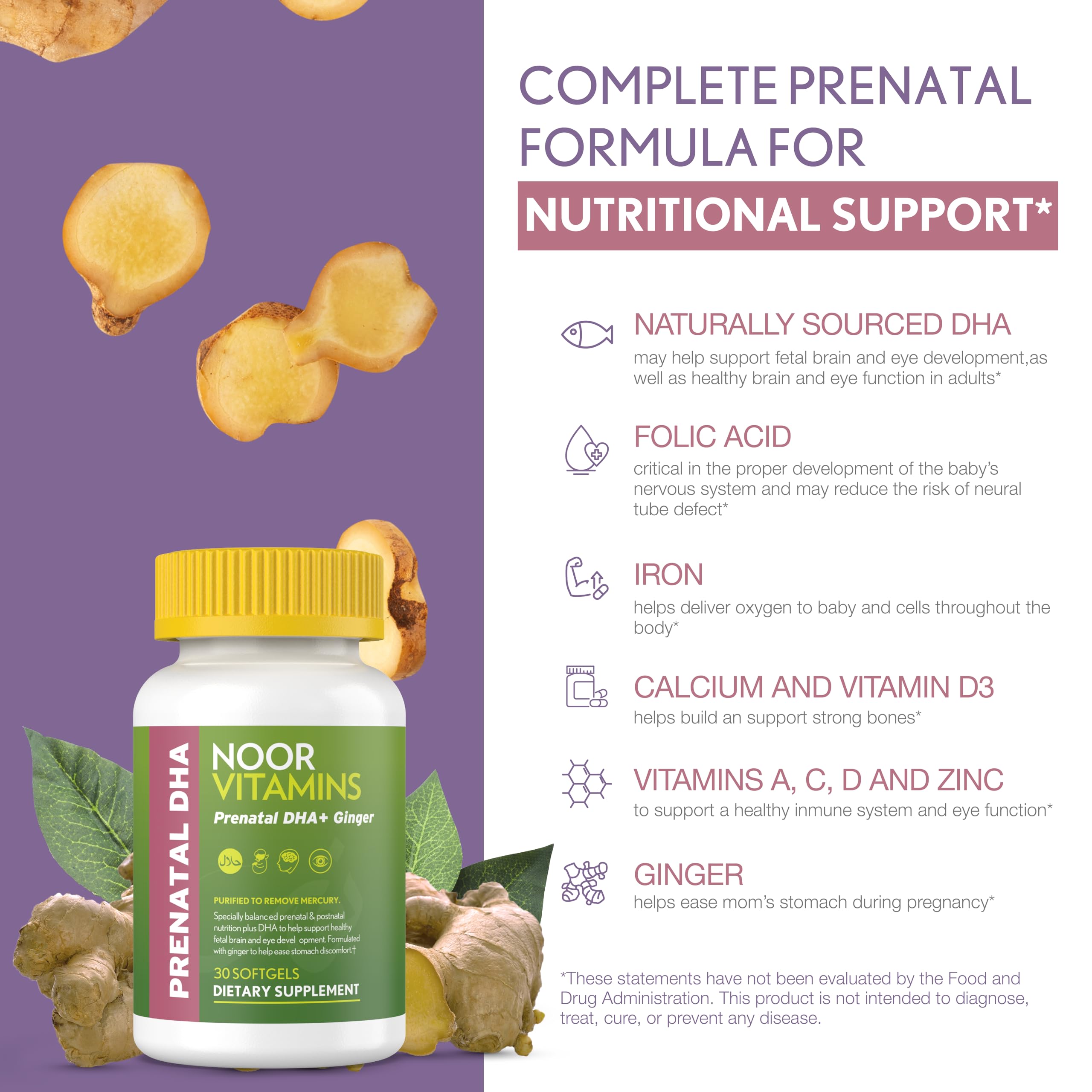 Close-up of Noor Vitamins Prenatal Vitamins Softgel