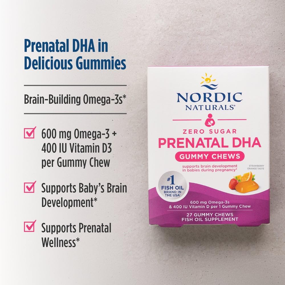 Close-up of Nordic Naturals Zero Sugar Prenatal Gummy Chews showing gummies