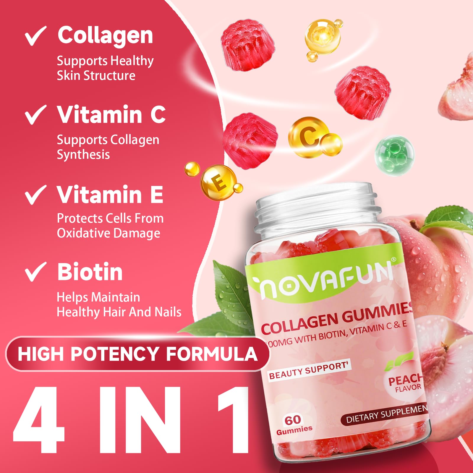 Close-up of Novafun Collagen Gummies showing texture