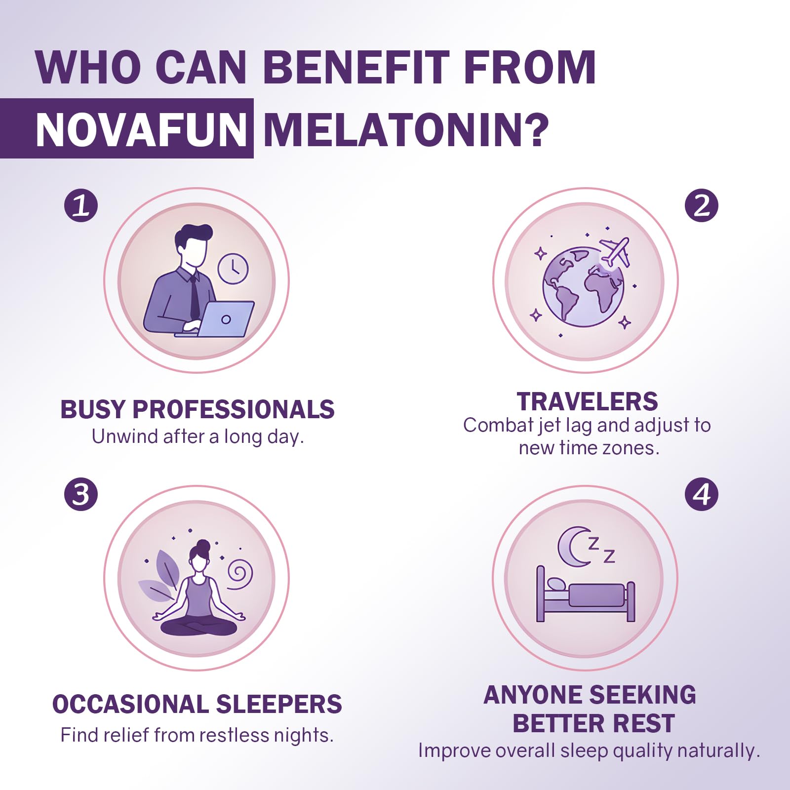 Close-up of Novafun Melatonin capsules on a table