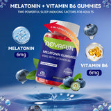 Close-up of Novafun Melatonin Gummies showing blueberry flavour