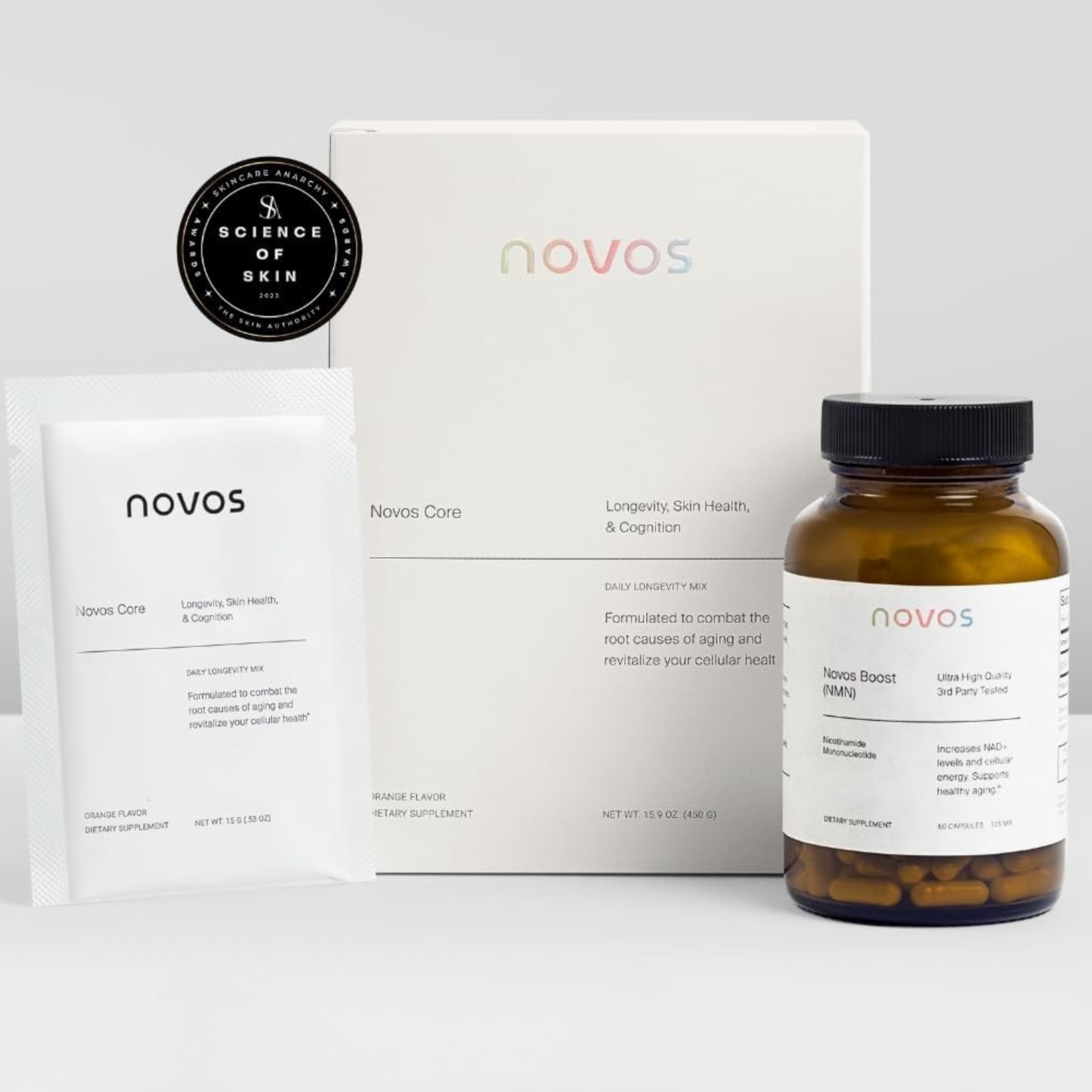 Close-up of Novos NMN Vegan Capsules