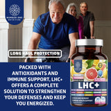 Close-up of Number One Nutrition LHC+ daily wellness Support supplement capsules
