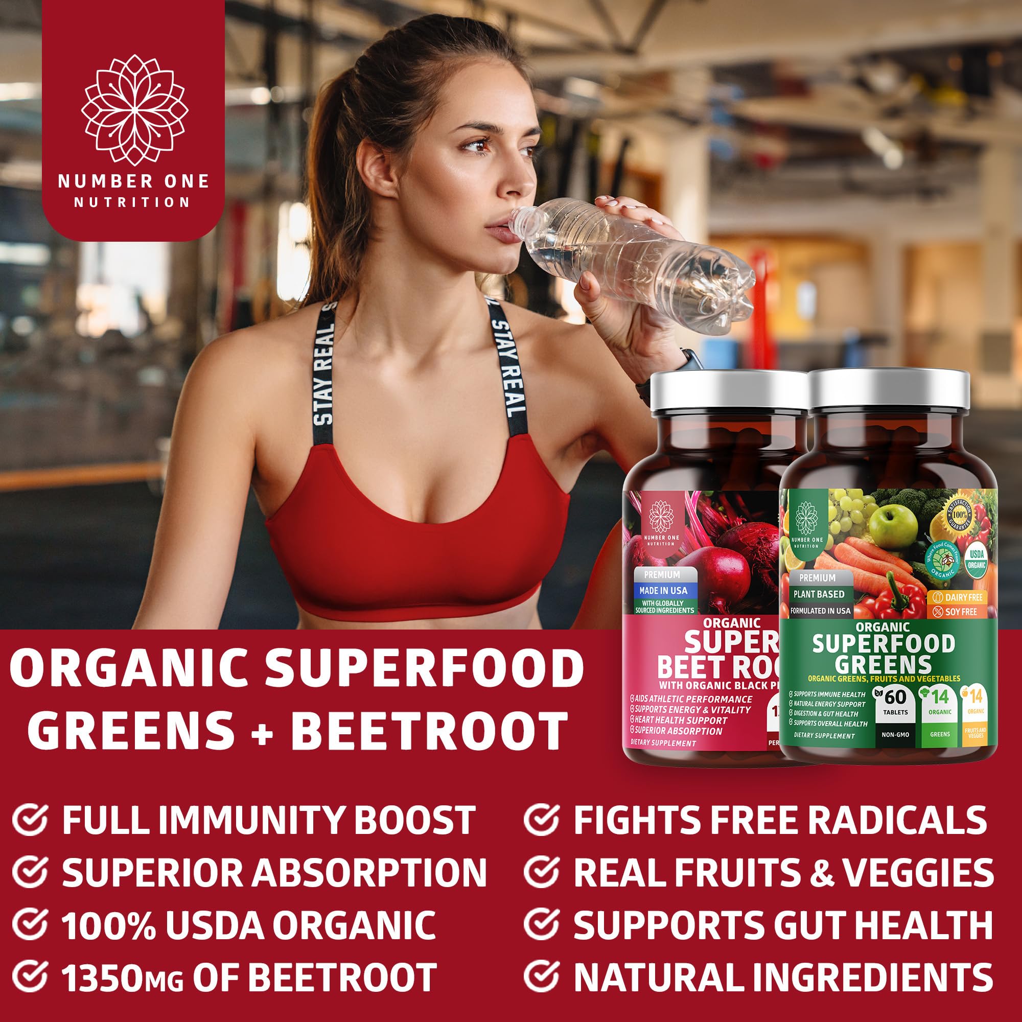 Close-up of Number One Nutrition Organic Spirulina Beetroot Tablets