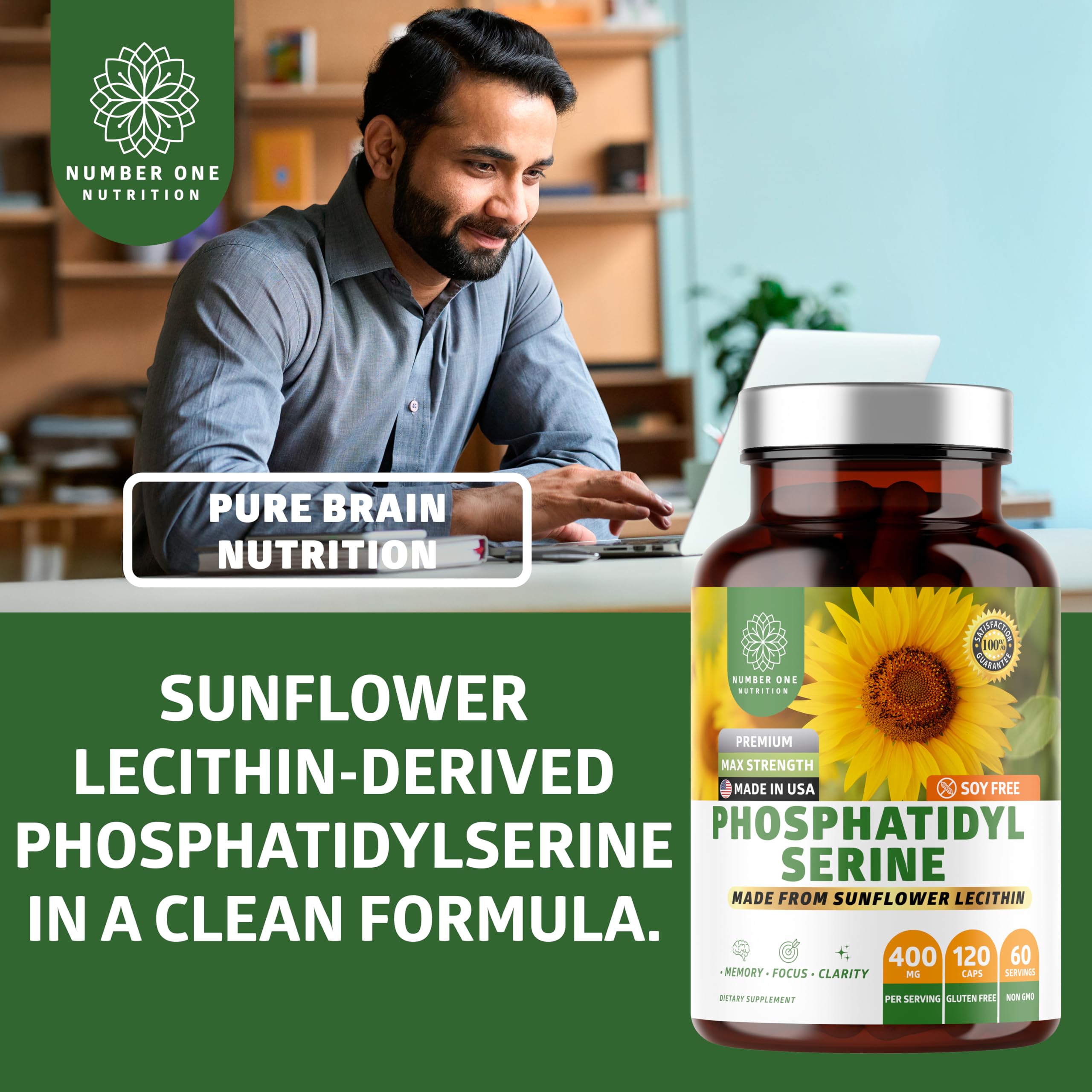 Close-up of Number One Nutrition Phosphatidylserine Capsules