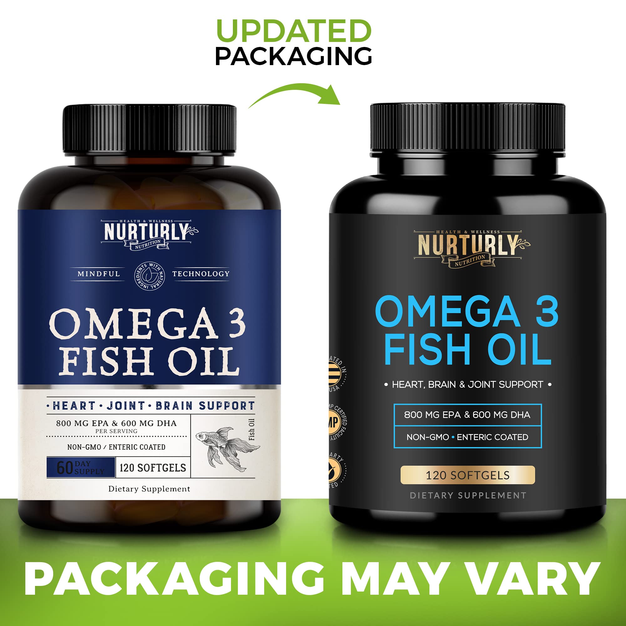Close-up of NURTURLY Enteric Coated Fish Oil Omega 3 softgel