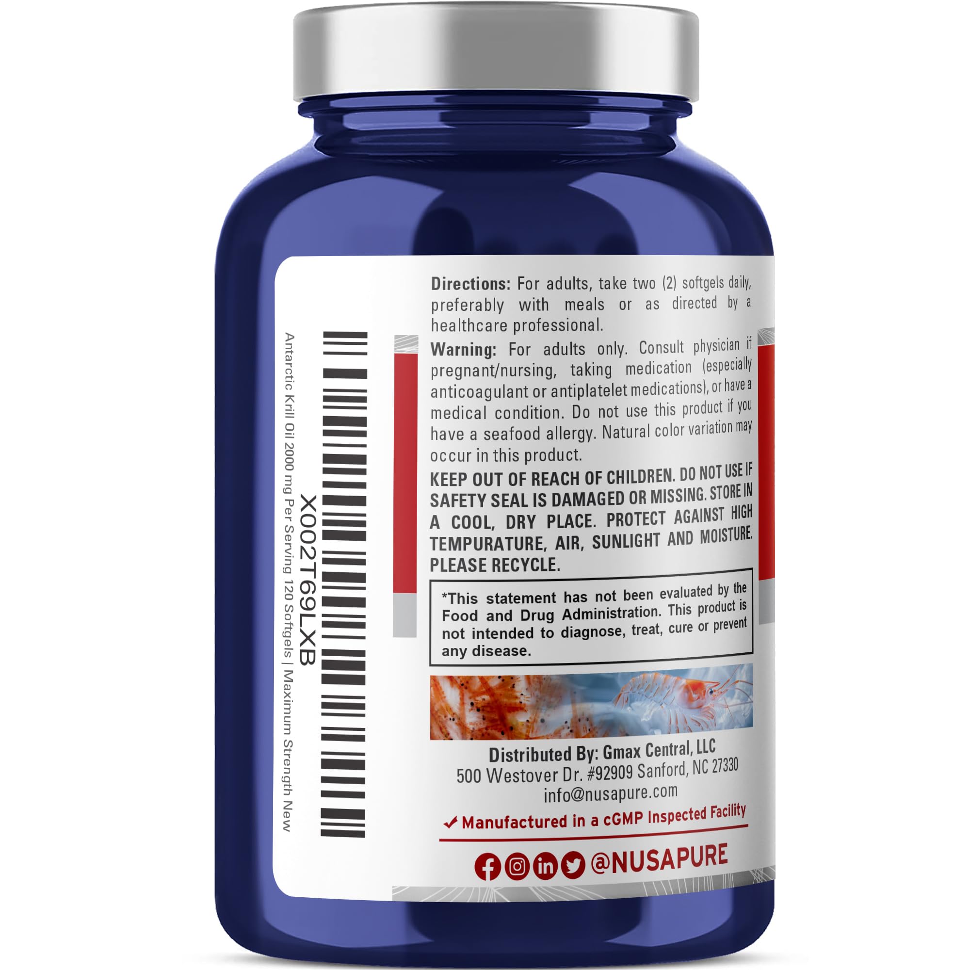 Close-up of NusaPure Antarctic Krill Oil softgel