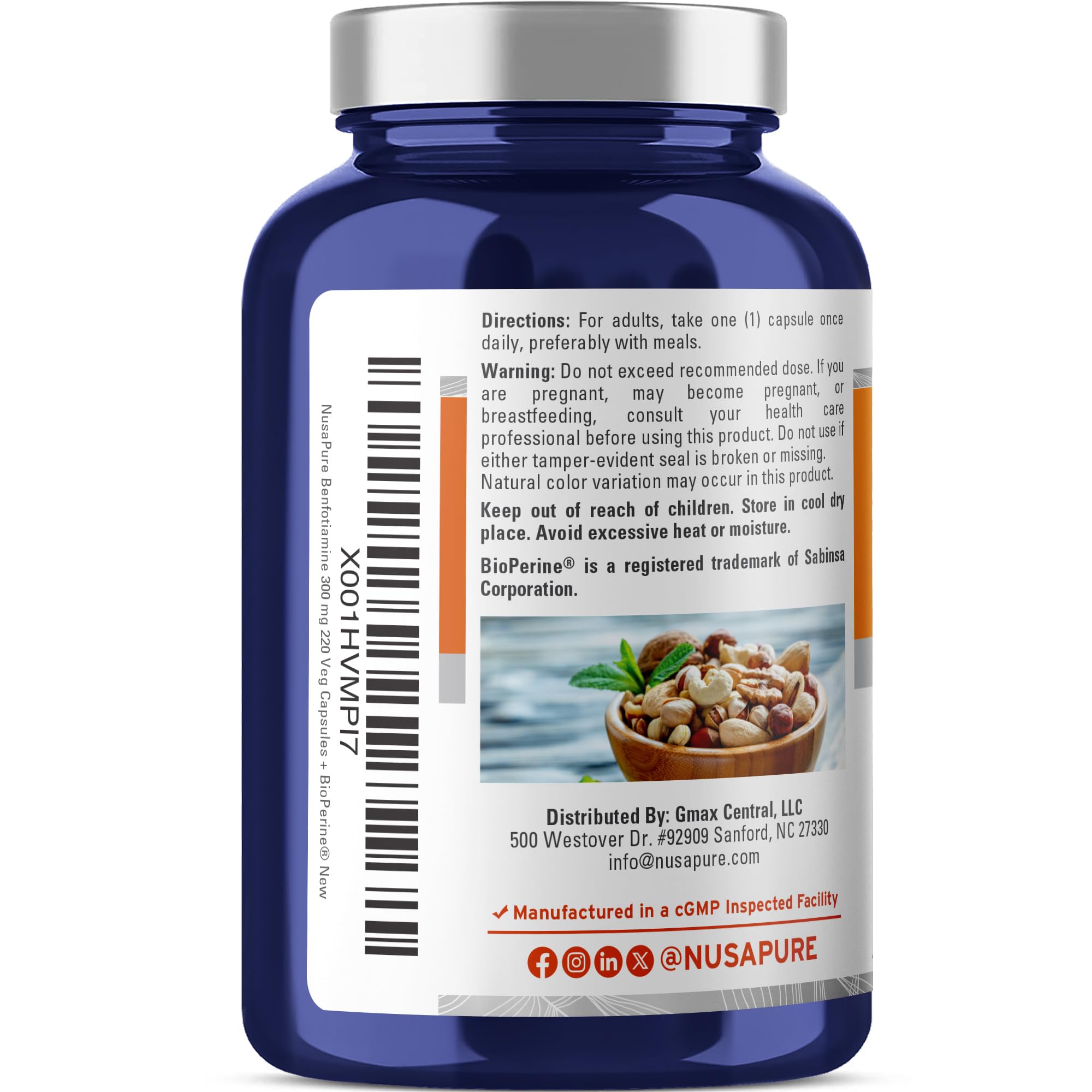 Close-up of NusaPure Benfotiamine capsule