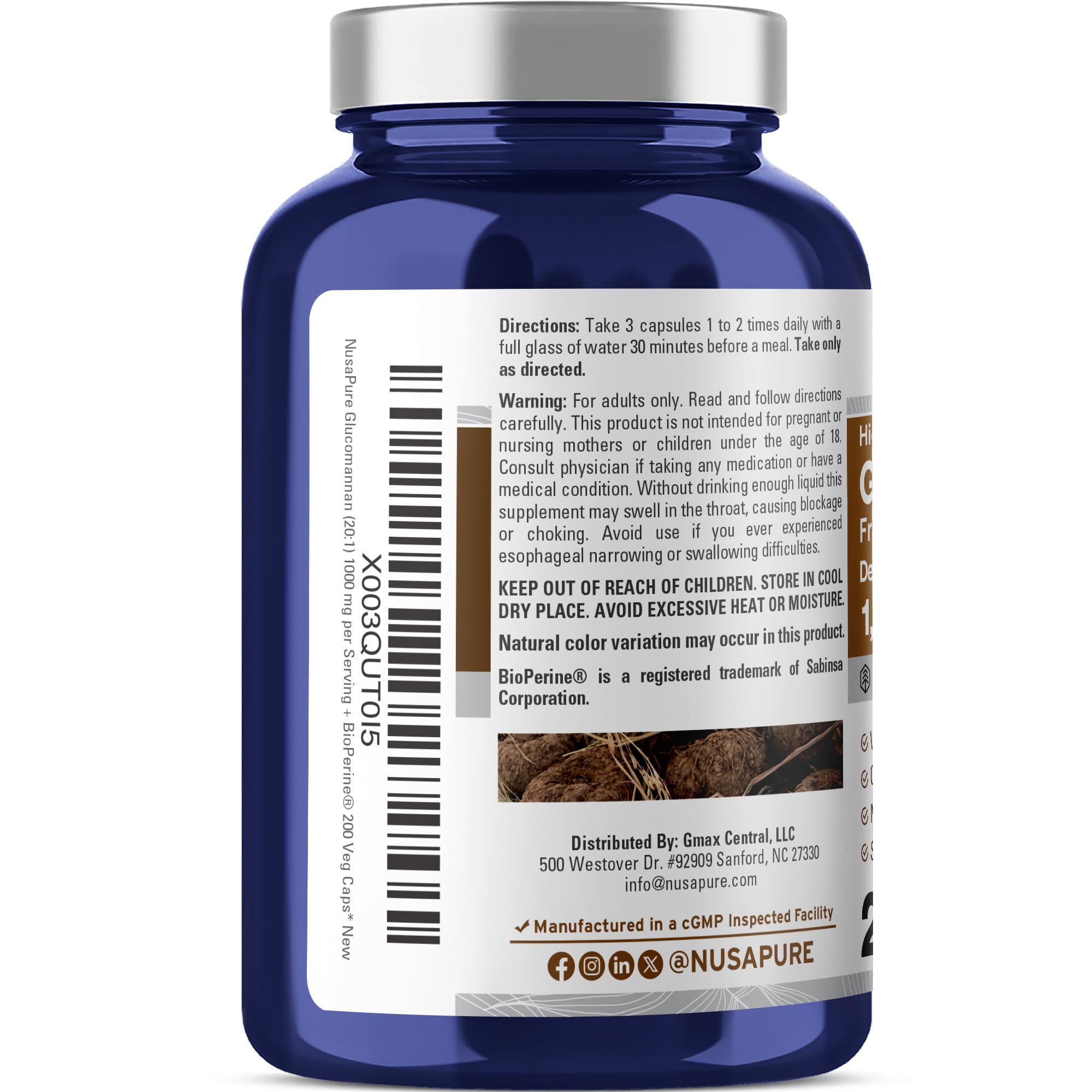Close-up of NusaPure Glucomannan Capsules showing capsules