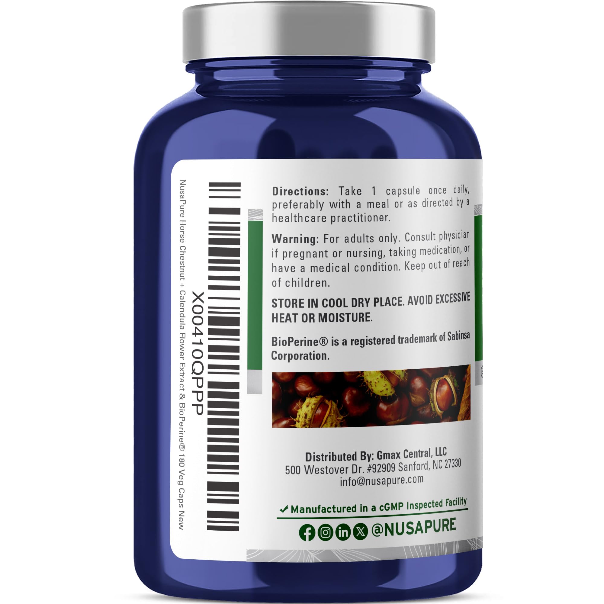 Close-up of NusaPure Horse Chestnut Extract capsules