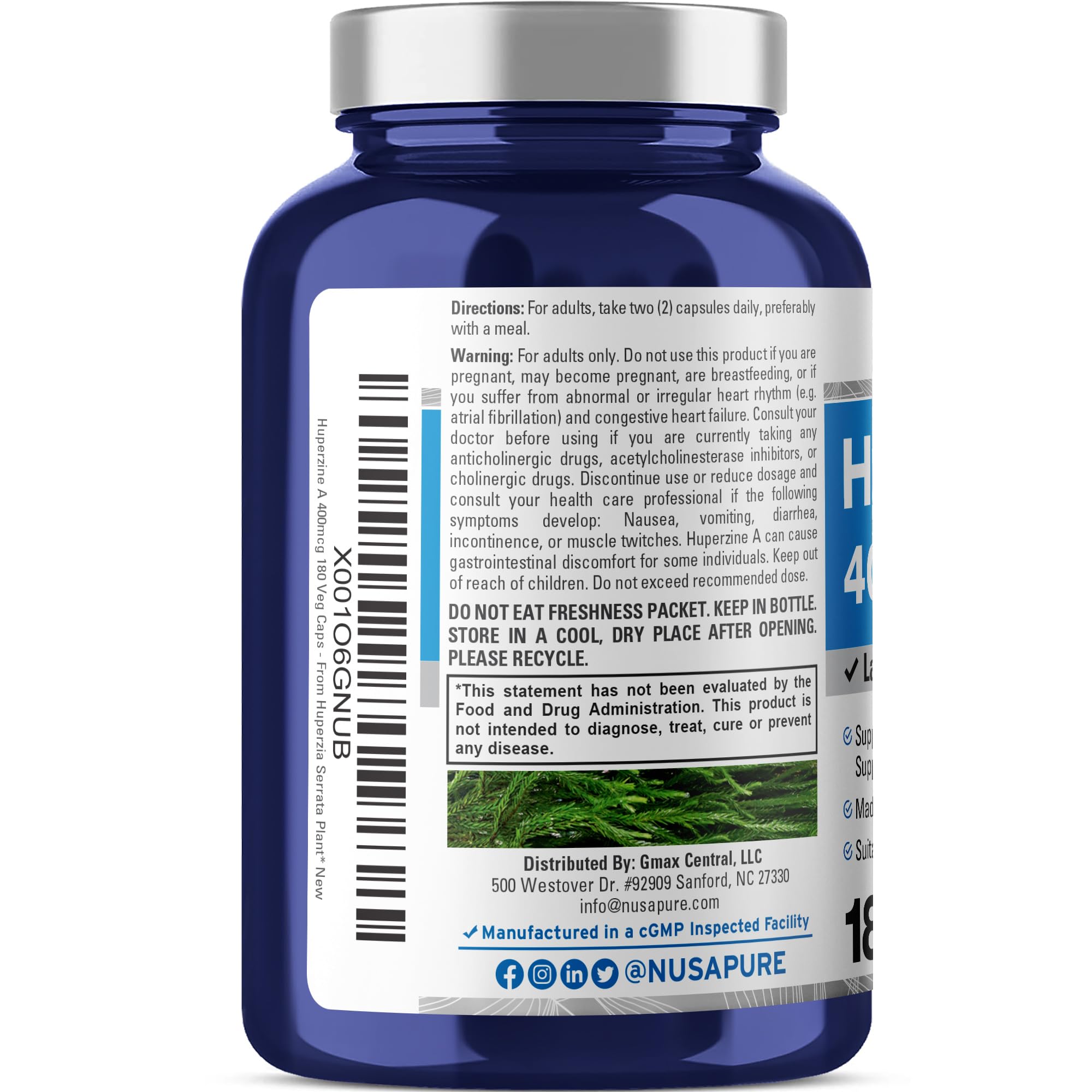 Close-up of NusaPure Huperzine A veggie capsule