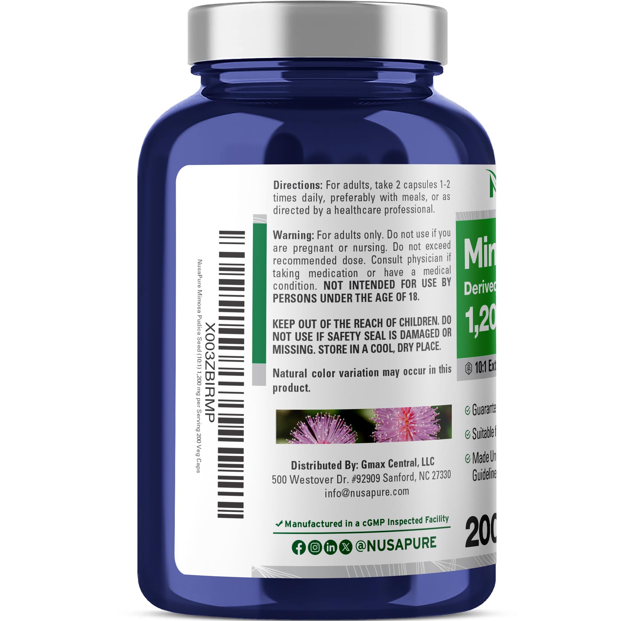 Close-up of NusaPure Mimosa Pudica Extract capsule