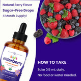 Close-up of NutraChamps Elderberry Drops label