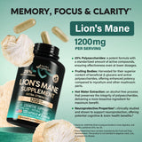 Close-up of NUTRAHARMONY Lion's Mane Mushroom Capsules showing capsules