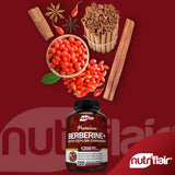 Close-up of NutriFlair Berberine HCL 1200mg veggie capsules