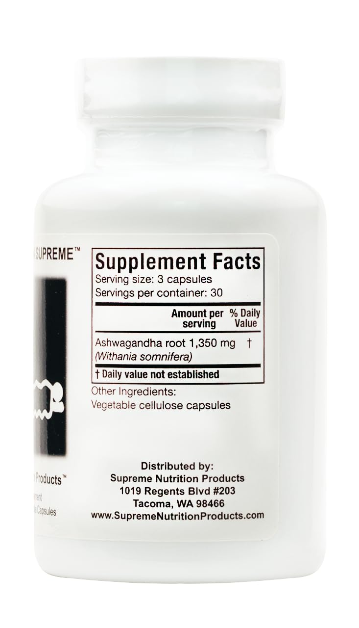 Close-up of Nutrition Products Ashwagandha capsules