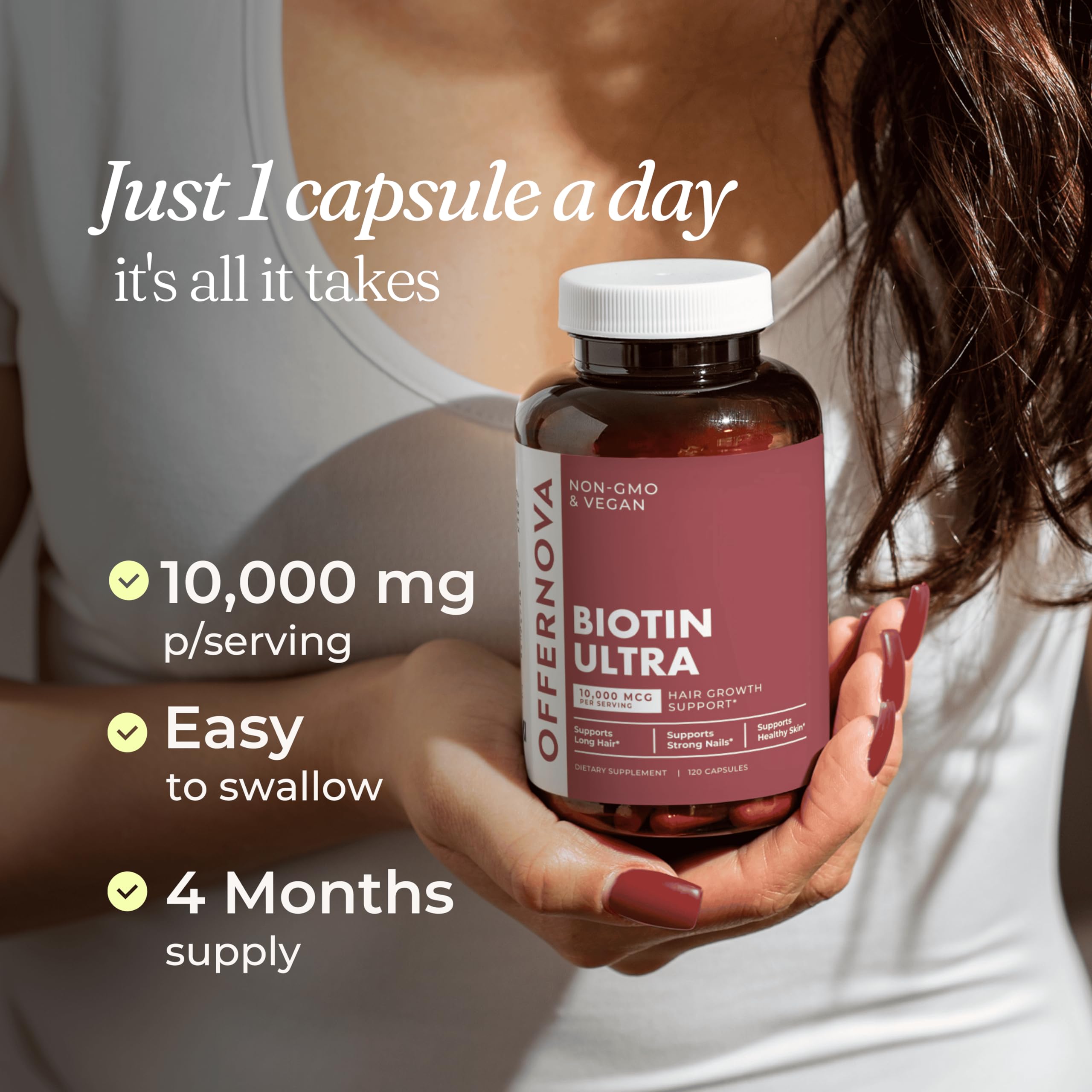 Close-up of Offernova Biotin Supplement tablet