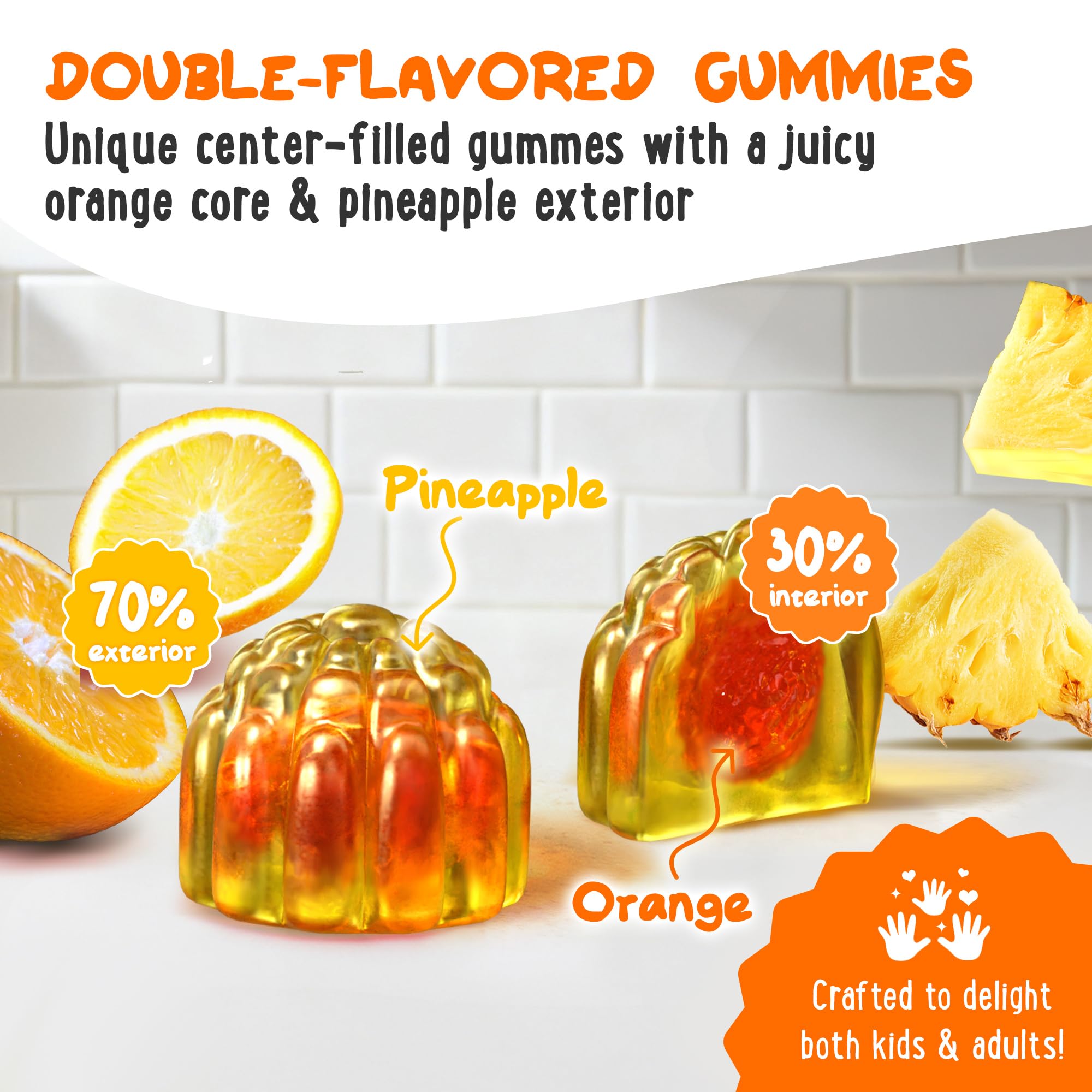 Close-up of OH MY CHEWY Magnesium Glycinate Gummies showing texture