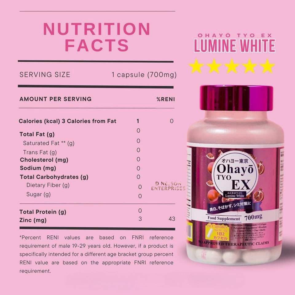 Close-up of OhayoTYO EX Lumine White capsules