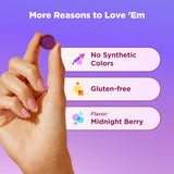 Close-up of OLLIE daily wellness Sleep + Elderberry Gummies with berry flavour
