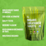 Close-up of On Target Living Organic Wheatgrass Tablets
