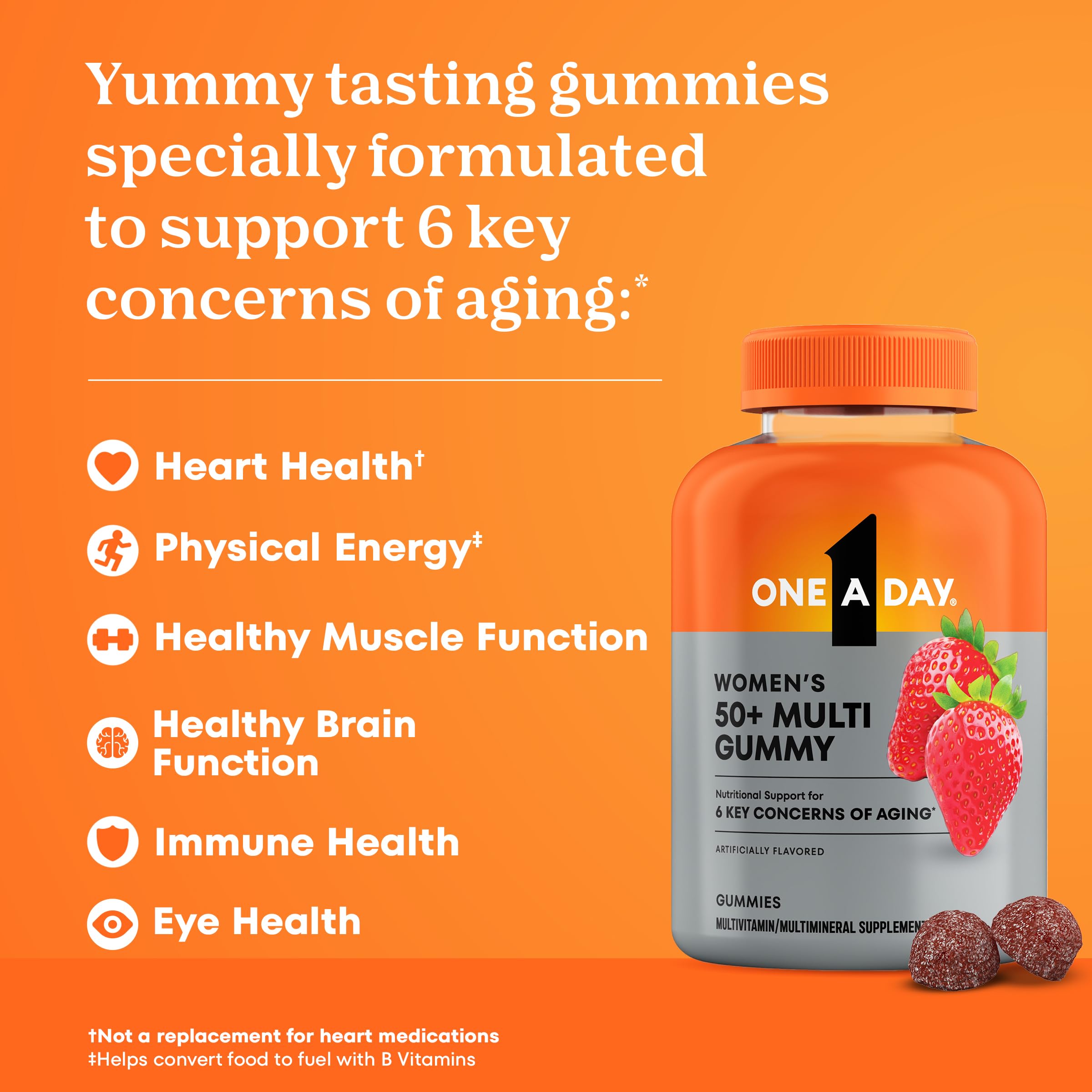 Close-up of ONE A DAY Women's Multivitamin Gummies 50+ gummies