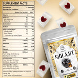 Close-up of ORBILIVE Gold Shilajit Gummies showing individual gummies