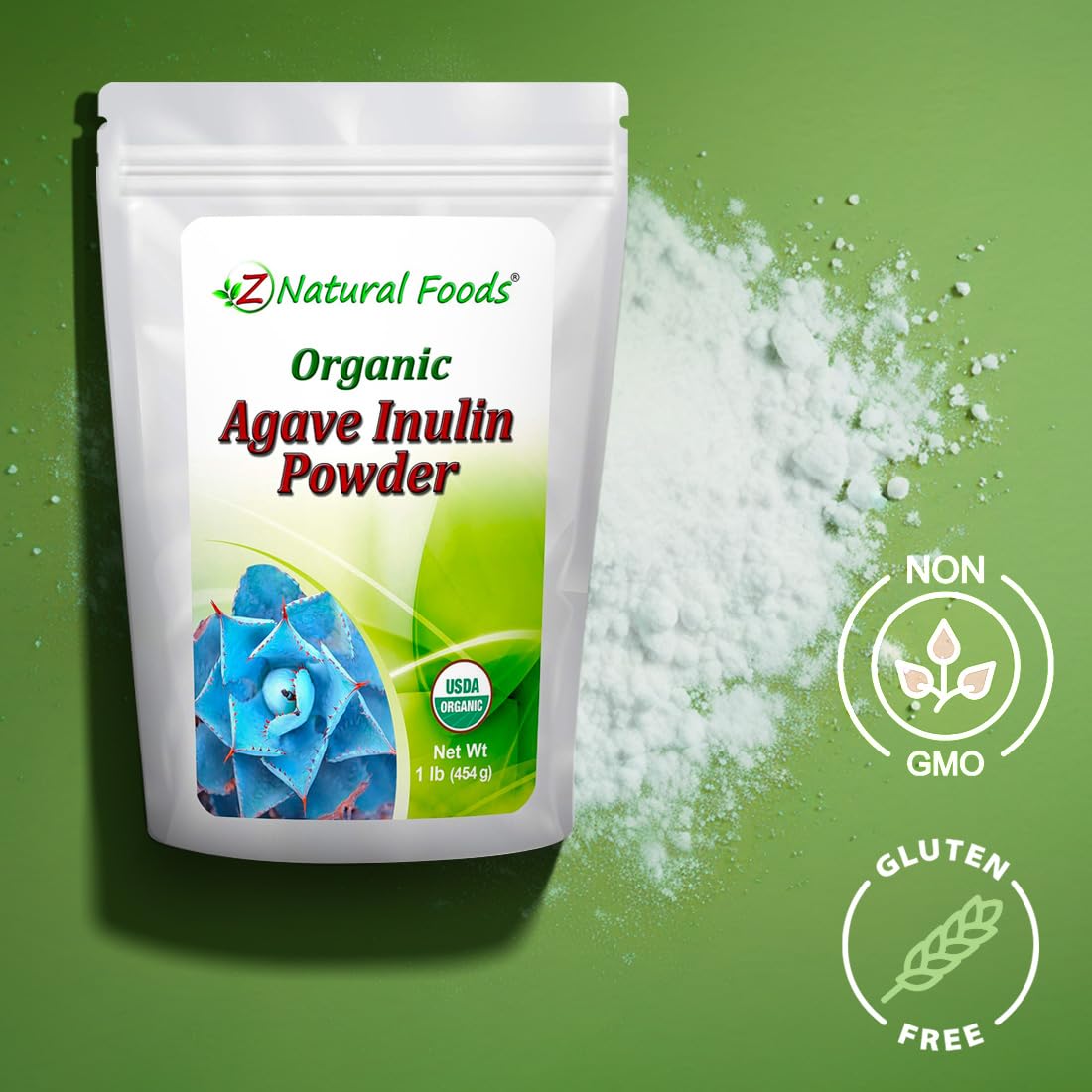 Close-up of Organic Agave Inulin Powder texture