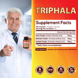 Close-up of Organic Cadane Triphala Capsules showing vegetarian capsules