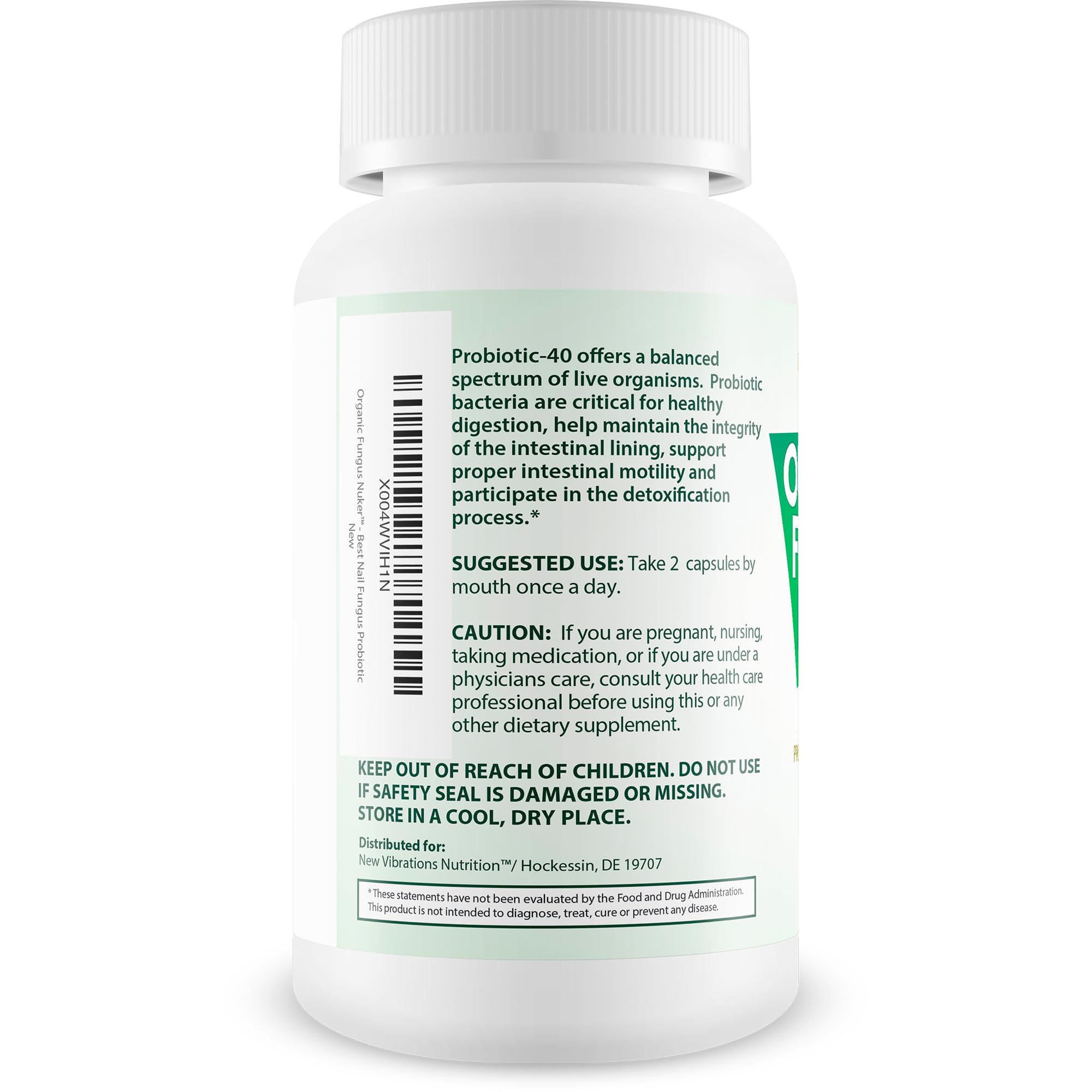 Close-up of Organic Fungus Nuker Probiotic capsule