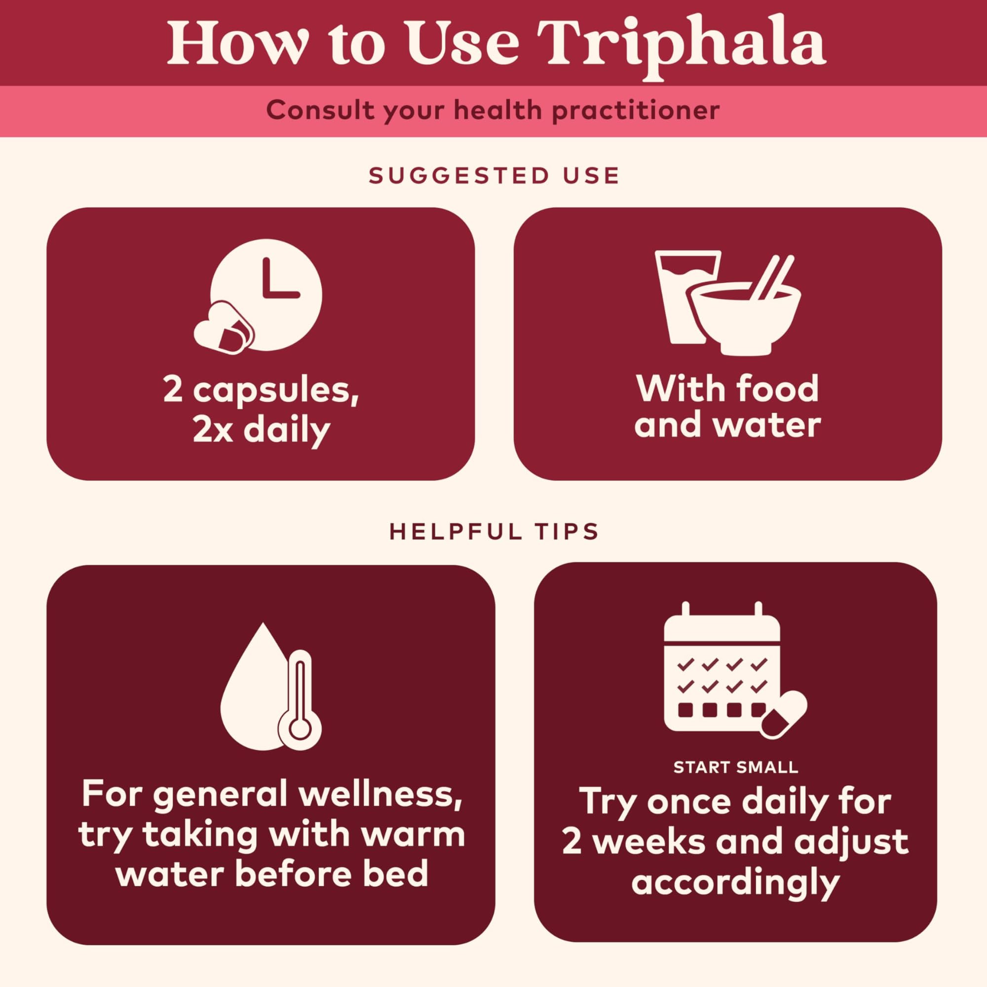 Close-up of ORGANIC INDIA Triphala capsules in a hand