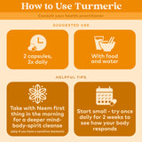 Close-up of ORGANIC INDIA Turmeric Supplement ingredients list