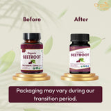 Close-up of ORGANIC SPREE Beetroot Tablets showing tablet details