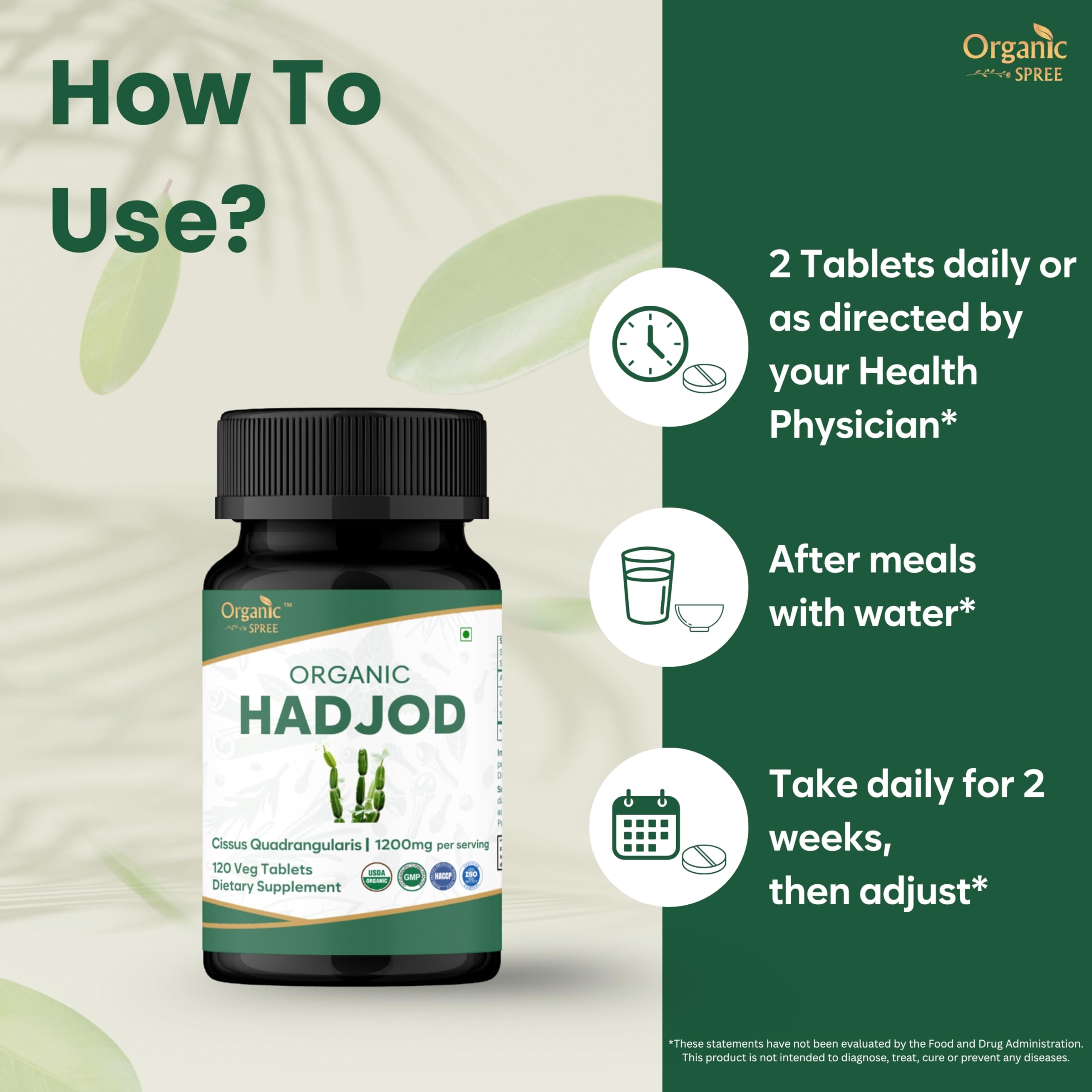 Close-up of ORGANIC SPREE Cissus Quadrangularis Tablets packaging
