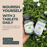 Close-up of ORGANIC SPREE Gotu Kola tablets