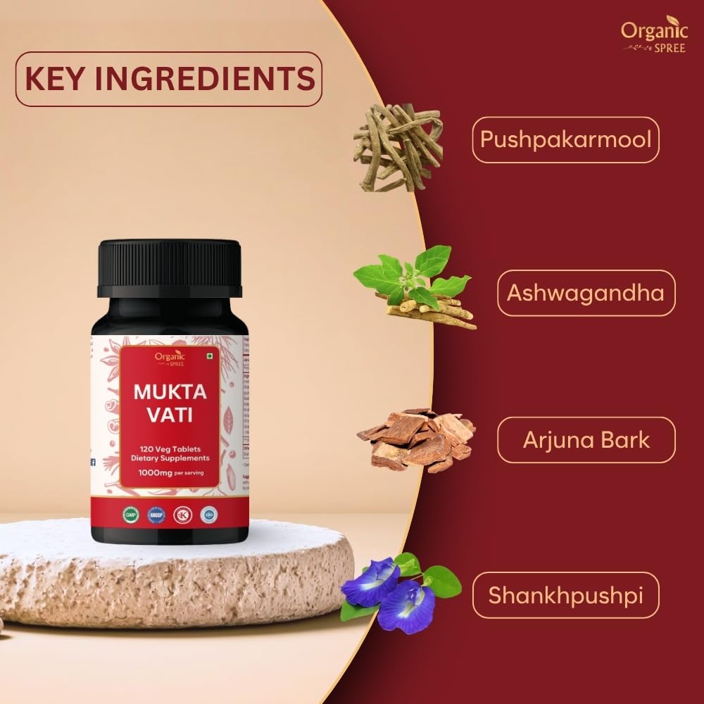 Close-up of ORGANIC SPREE Mukta Vati Tablets showing tablet size