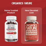 Close-up of ORGANICS NATURE Sea Moss Gummies with sea moss ingredients