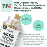 Close-up of Organics Ocean Better Iron capsules