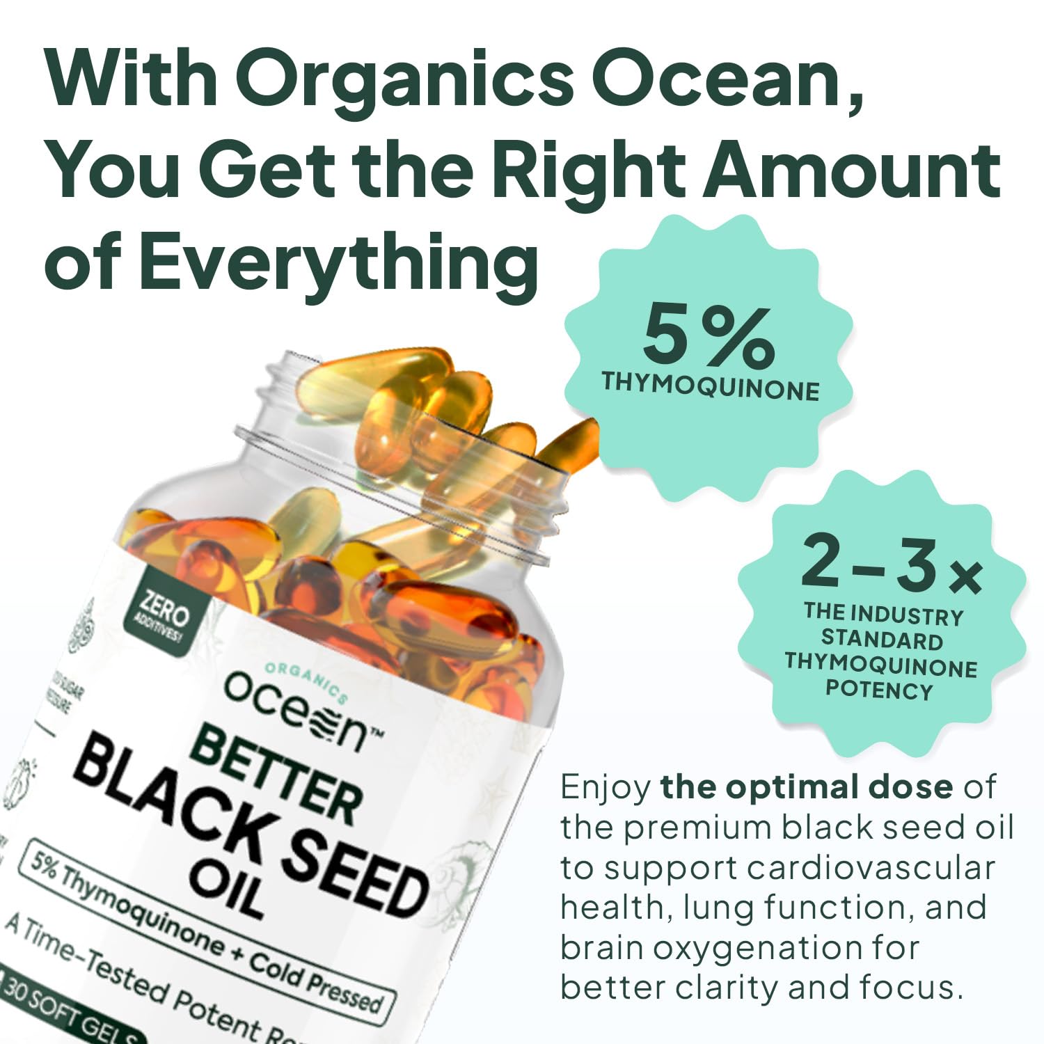 Close-up of Organics Ocean Black Seed Oil Capsules