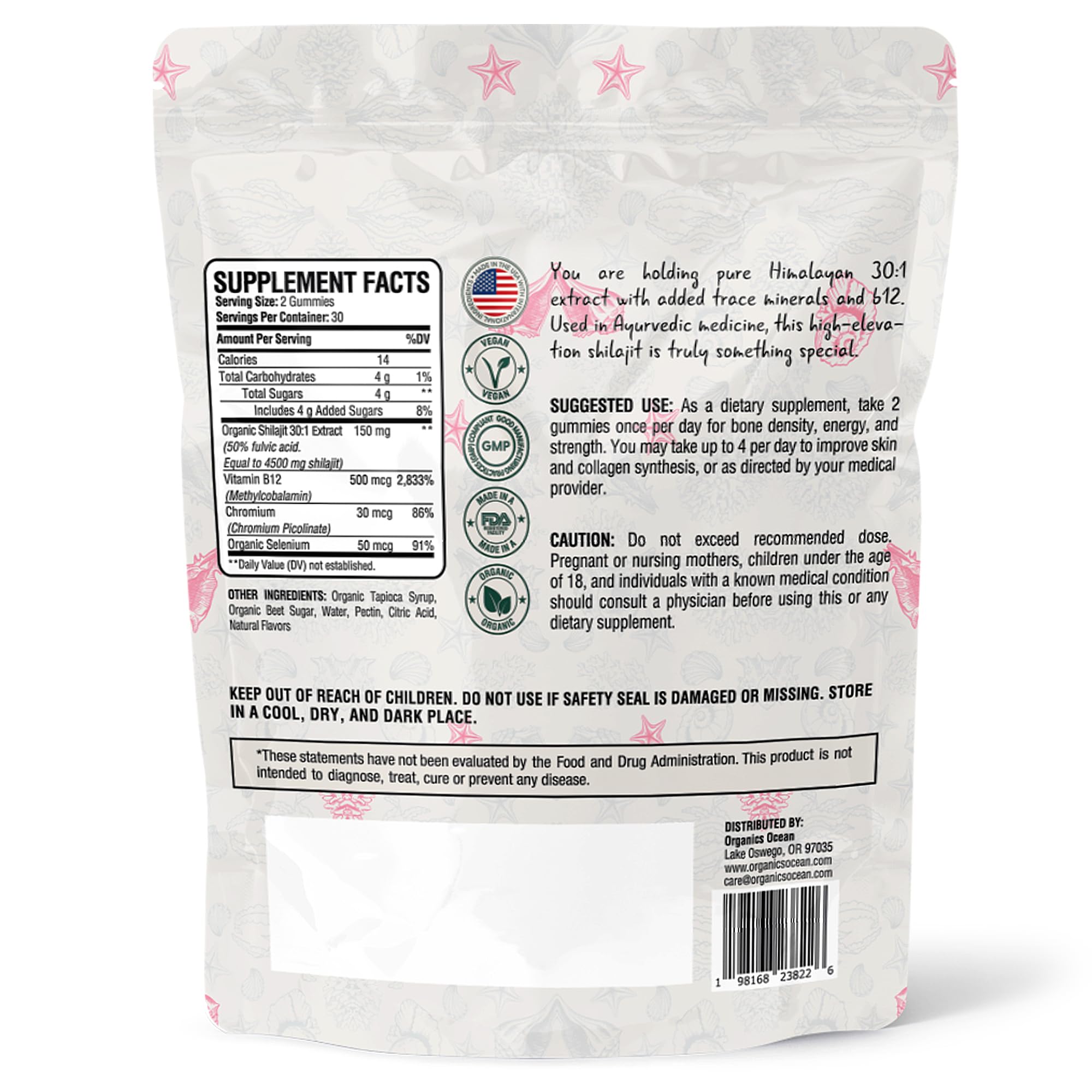 Close-up of Organics Ocean Shilajit Gummies showing texture