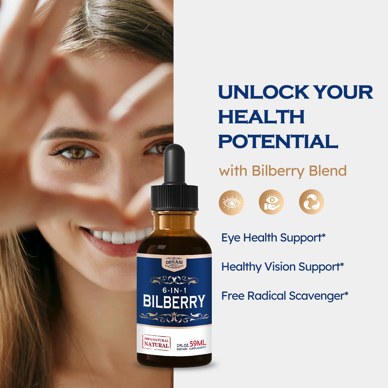 Close-up of ORGANIHERBENCE Bilberry Drops bottle