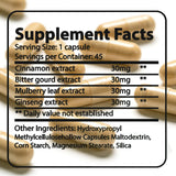 Close-up of OUHENGTEK Bitter Melon & Cinnamon Complex capsule