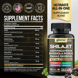 Close-up of Parrox Shilajit 8-in-1 Supplement Capsules showing ingredients