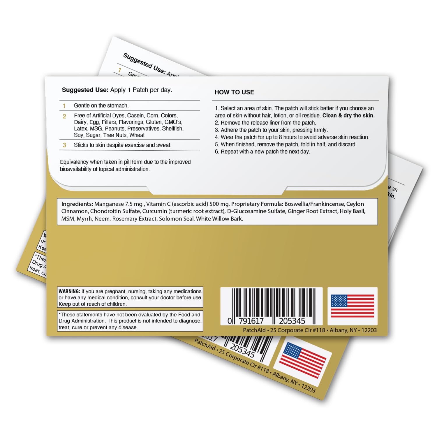 Close-up of Patch Aid Glucosamine and Chondroitin Topical Patch