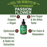 Close-up of Peak Performance Organic Passion Flower Liquid Drops bottle