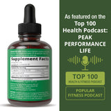 Close-up of Peak Performance USDA Organic Liquid Drops Synbiotic label