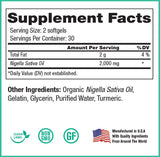 Close-up of Peak Pure & Natural Black Seed Oil label