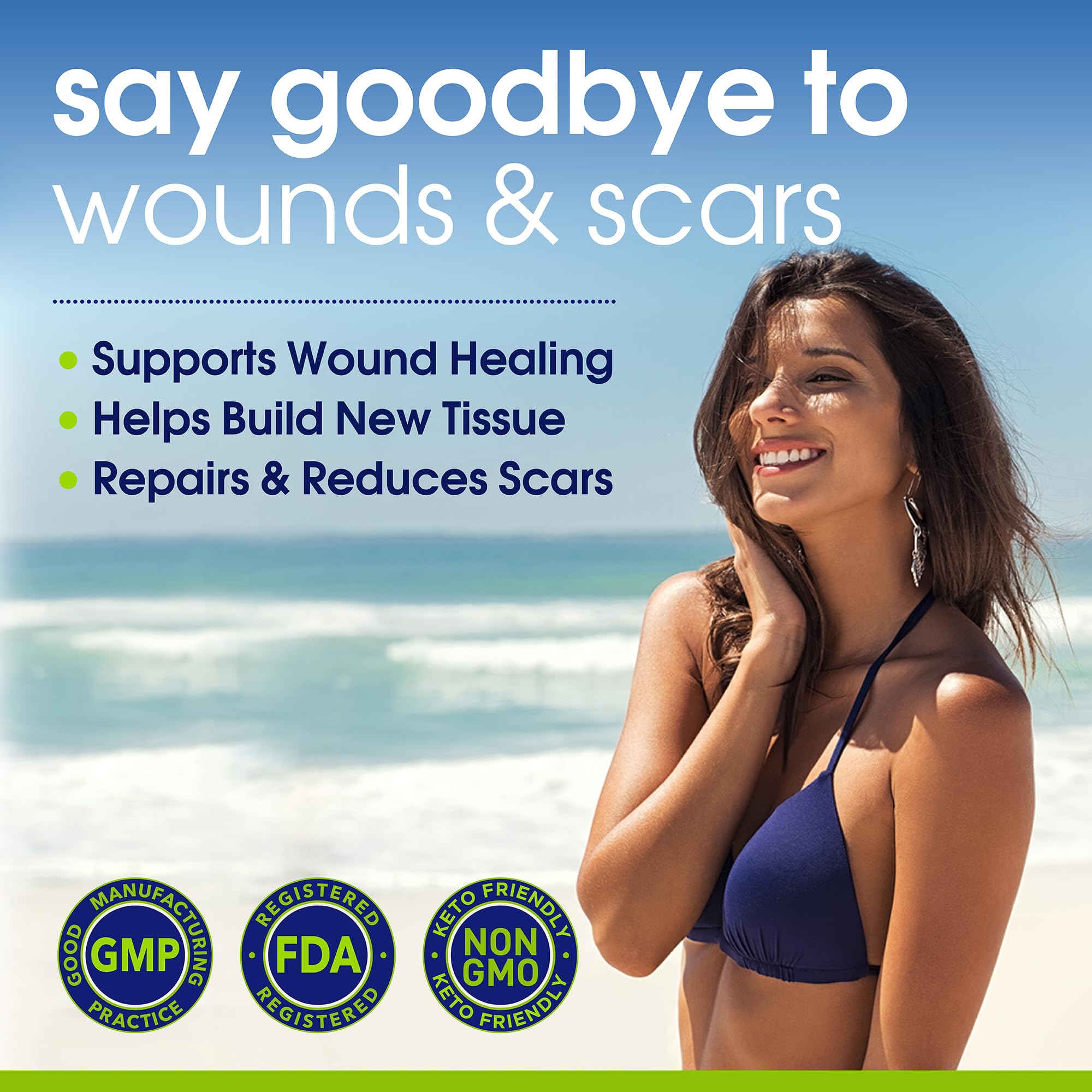 Close-up of Peakright Wound Healing Supplement capsules